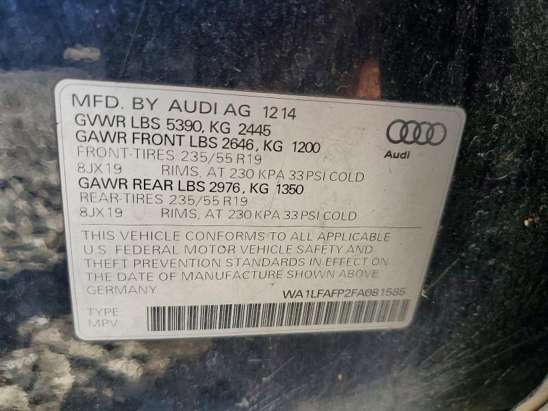 Photo 14 from auction – 2015 AUDI Q5 with VIN WA1LFAFP2FA081585