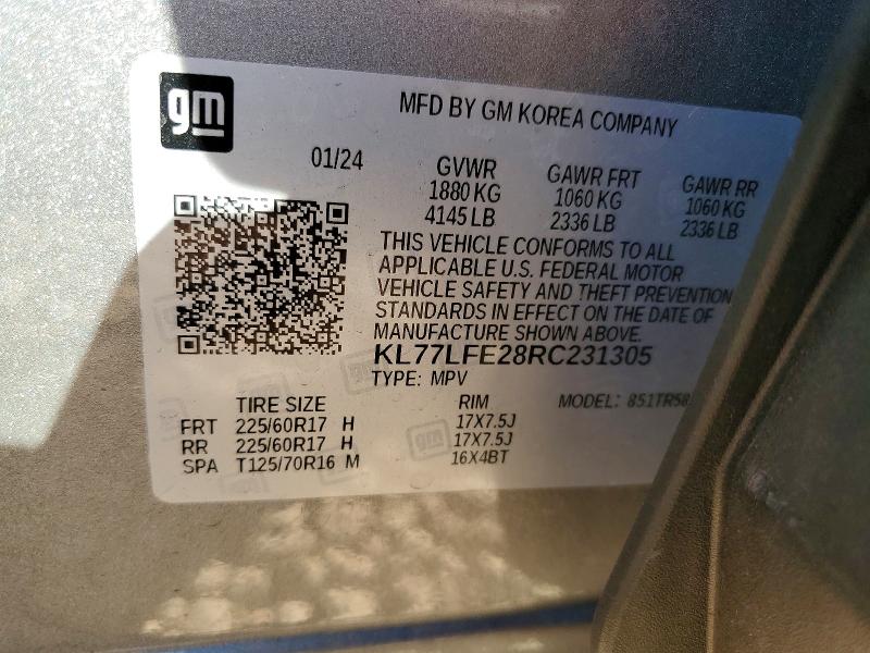 Photo 14 from auction – 2024 CHEVROLET TRAX with VIN KL77LFE28RC231305