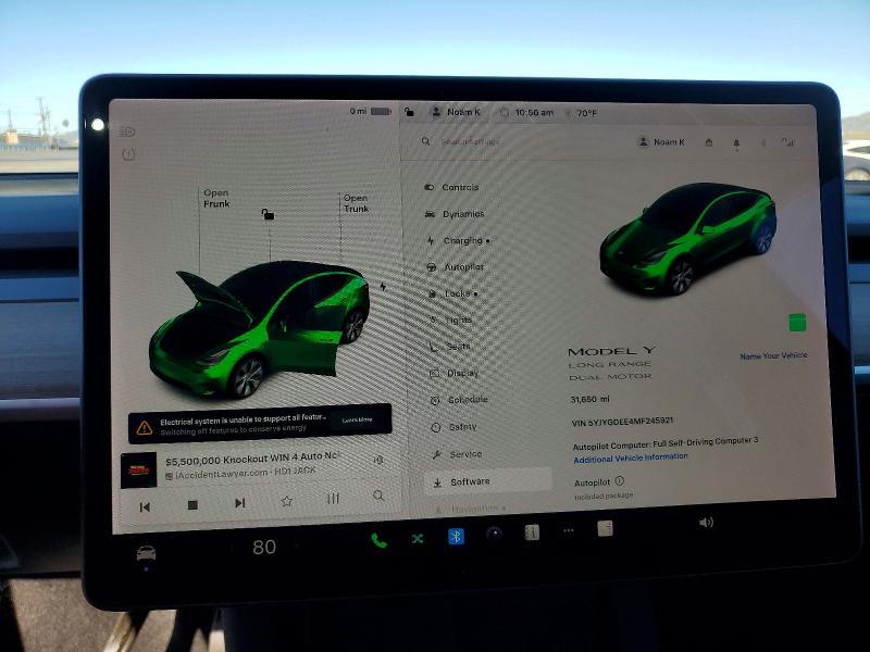 Photo 9 from auction – 2021 TESLA MODEL Y with VIN 5YJYGDEE4MF245921