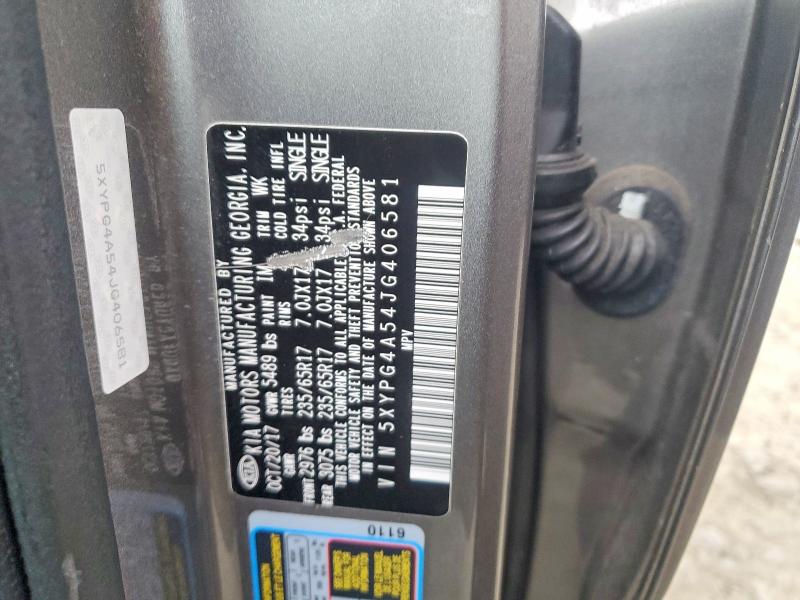 Photo 14 from auction – 2018 KIA SORENTO with VIN 5XYPG4A54JG406581