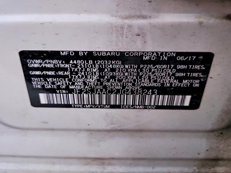 Photo 14 from auction – 2018 SUBARU FORESTER with VIN JF2SJAAC2JG438243