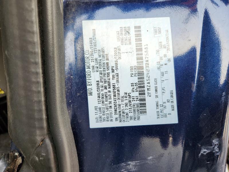 Photo 14 from auction – 2003 FORD WINDSTAR with VIN 2FMZA52423BA75881