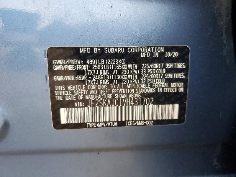 Photo 14 from auction – 2021 SUBARU FORESTER with VIN JF2SKAJC1MH431702