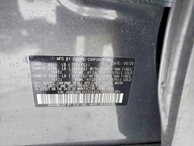 Photo 14 from auction – 2025 SUBARU OUTBACK with VIN 4S4BTANC0S3328654