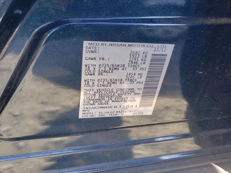 Photo 14 from auction – 2013 NISSAN PATHFINDER with VIN 5N1AR2MNXDC631043