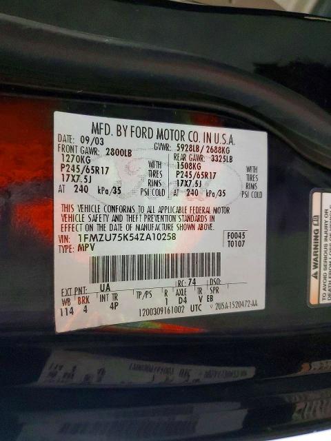 صورة رقم 14 من المزاد - 2004 FORD EXPLORER مع VIN 1FMZU75K54ZA10258
