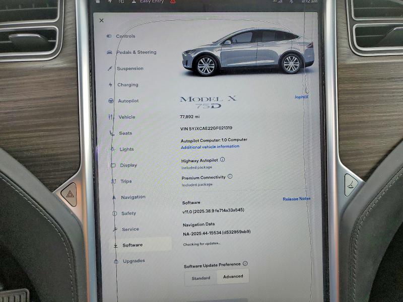Photo 9 from auction – 2016 TESLA MODEL X with VIN 5YJXCAE22GF021319