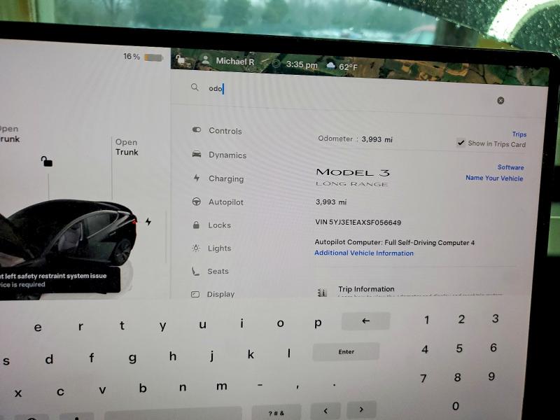 Photo 9 from auction – 2025 TESLA MODEL 3 with VIN 5YJ3E1EAXSF056649
