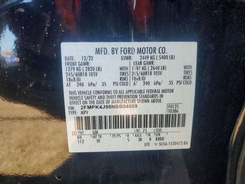 Photo 14 from auction – 2022 FORD EDGE SEL with VIN 2FMPK4J98NBB04069