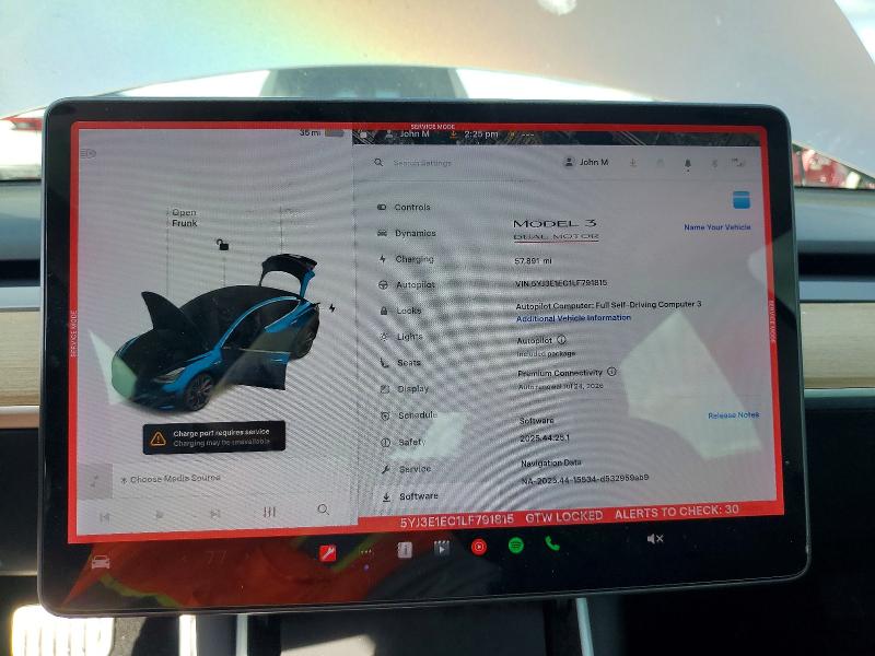 Photo 9 from auction – 2020 TESLA MODEL 3 with VIN 5YJ3E1EC1LF791815