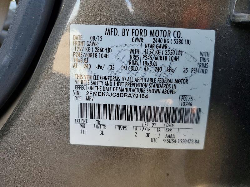 Photo 14 from auction – 2013 FORD EDGE with VIN 2FMDK3JC8DBA79164