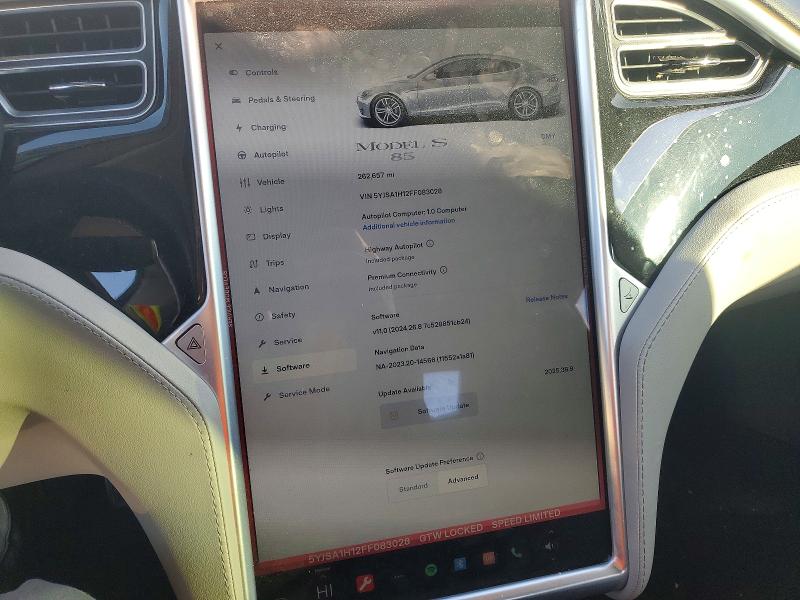 Photo 9 from auction – 2015 TESLA MODEL S 85 with VIN 5YJSA1H12FF083028