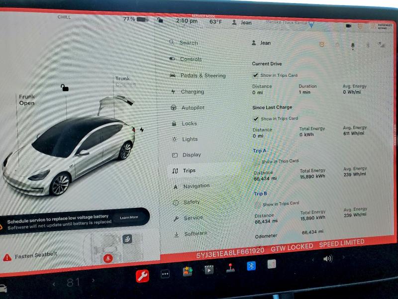 Photo 9 from auction – 2020 TESLA MODEL 3 with VIN 5YJ3E1EA8LF661920