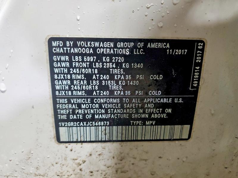 Photo 14 from auction – 2018 VOLKSWAGEN ATLAS S with VIN 1V2GR2CAXJC546873