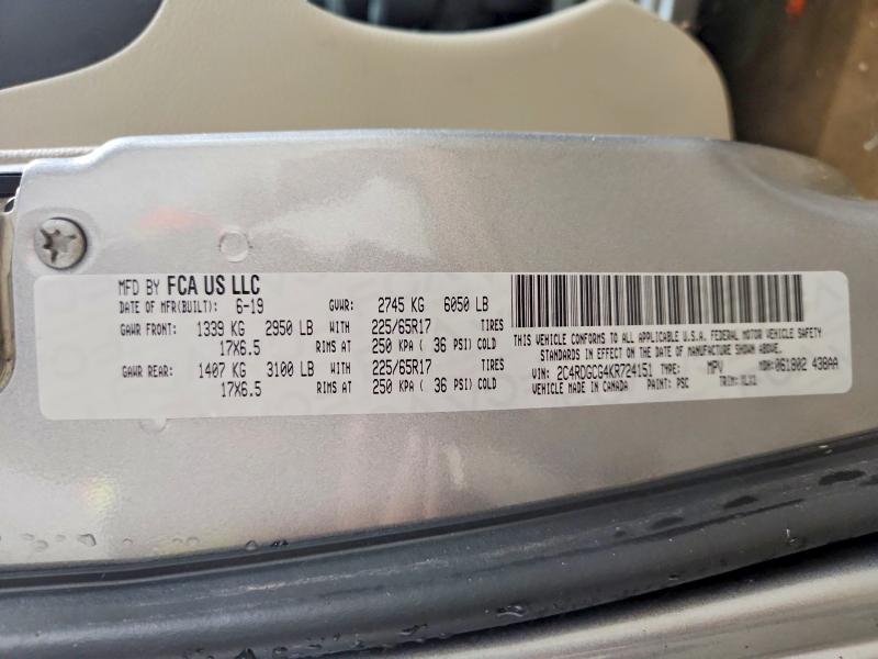 Photo 14 from auction – 2019 DODGE GRAND CARA with VIN 2C4RDGCG4KR724151