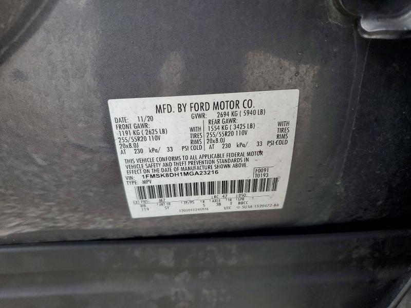 Photo 14 from auction – 2021 FORD EXPLORER X with VIN 1FMSK8DH1MGA23216