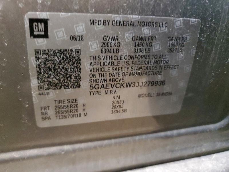 Photo 14 from auction – 2018 BUICK ENCLAVE AV with VIN 5GAEVCKW3JJ279936