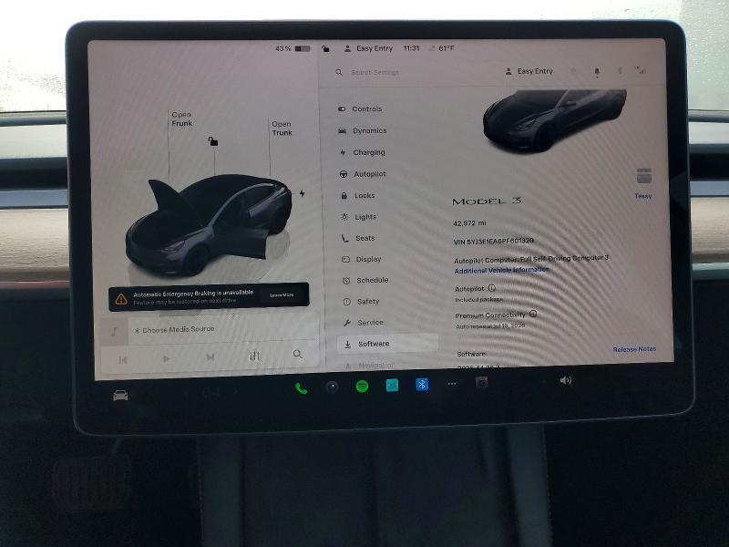 Photo 9 from auction – 2023 TESLA MODEL 3 with VIN 5YJ3E1EA6PF601320