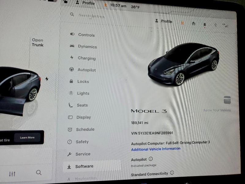 Photo 9 from auction – 2022 TESLA MODEL 3 with VIN 5YJ3E1EA9NF285991