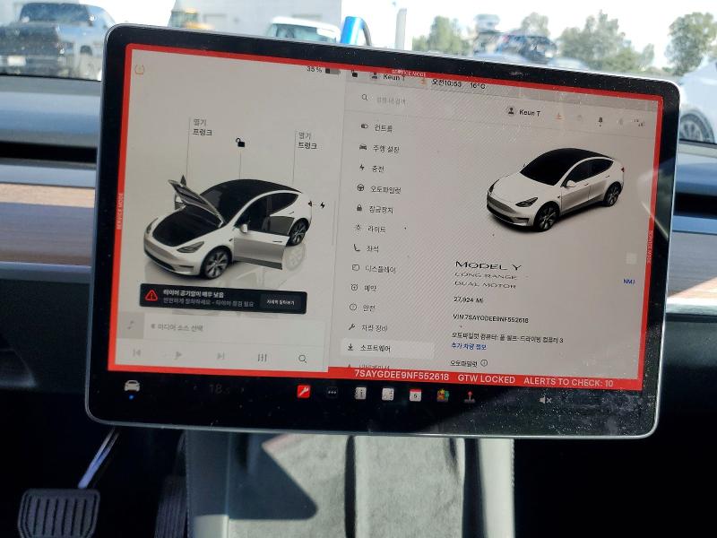 Photo 9 from auction – 2022 TESLA MODEL Y with VIN 7SAYGDEE9NF552618