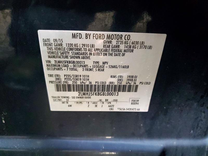 Photo 14 from auction – 2016 LINCOLN MKT with VIN 2LMHJ5FK8GBL00013