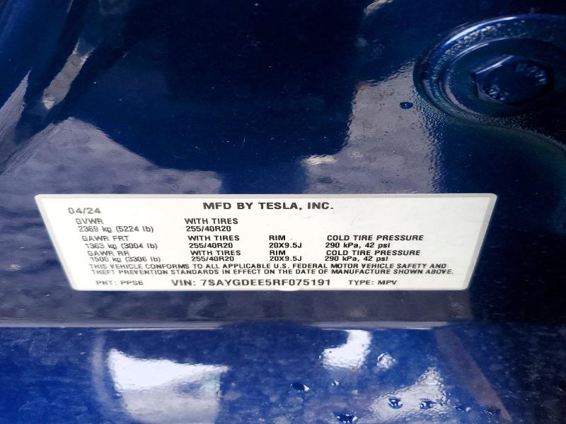 Photo 14 from auction – 2024 TESLA MODEL Y with VIN 7SAYGDEE5RF075191