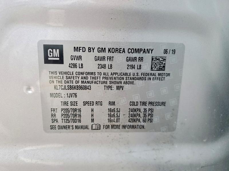 Photo 14 from auction – 2019 CHEVROLET TRAX 1LT with VIN KL7CJLSB6KB960843