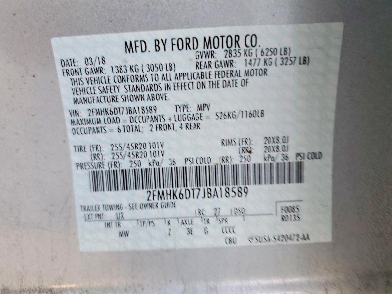 Photo 14 from auction – 2018 FORD FLEX LIMIT with VIN 2FMHK6DT7JBA18589