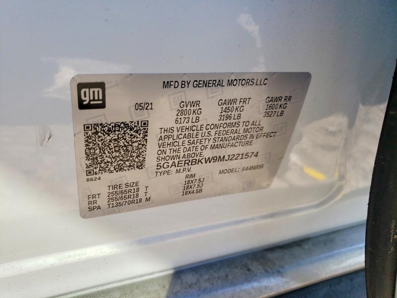 Photo 14 from auction – 2021 BUICK ENCLAVE with VIN 5GAERBKW9MJ221574