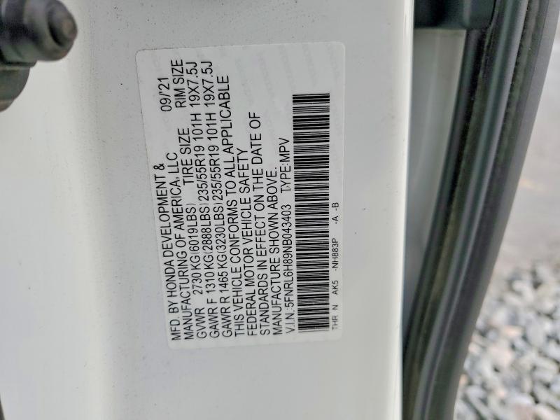 Photo 14 from auction – 2022 HONDA ODYSSEY with VIN 5FNRL6H89NB043403