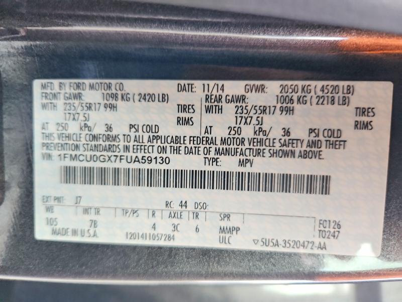 Photo 14 from auction – 2015 FORD ESCAPE SE with VIN 1FMCU0GX7FUA59130