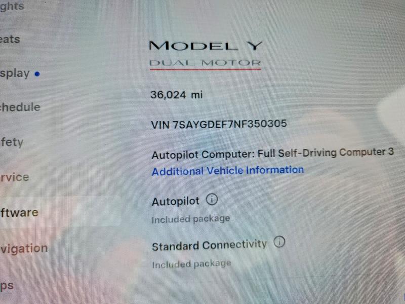 Photo 9 from auction – 2022 TESLA MODEL Y with VIN 7SAYGDEF7NF350305