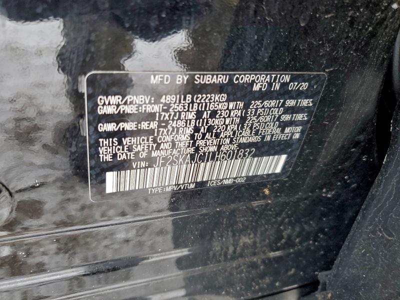Photo 14 from auction – 2020 SUBARU FORESTER P with VIN JF2SKAJC1LH601832