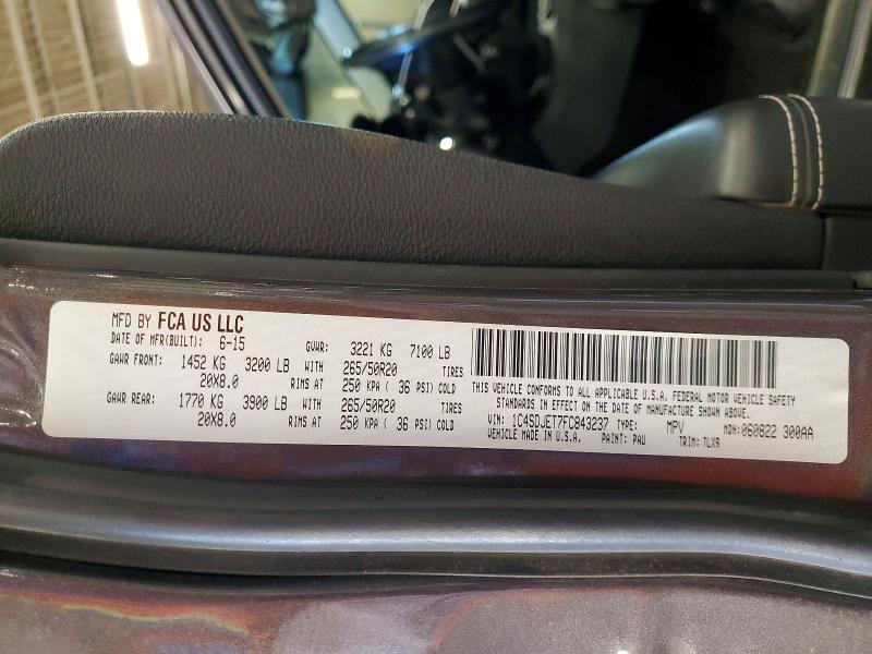 Photo 14 from auction – 2015 DODGE DURANGO CI with VIN 1C4SDJET7FC843237