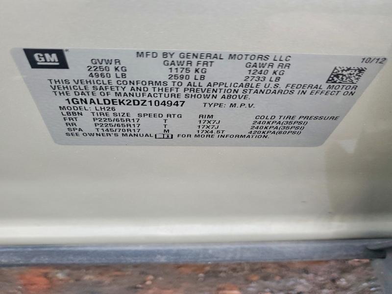 Photo 14 from auction – 2013 CHEVROLET EQUINOX LT with VIN 1GNALDEK2DZ104947
