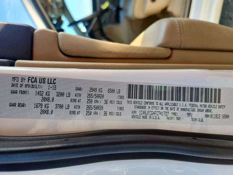 Photo 14 from auction – 2015 JEEP GRAND CHER with VIN 1C4RJFCG4FC741727