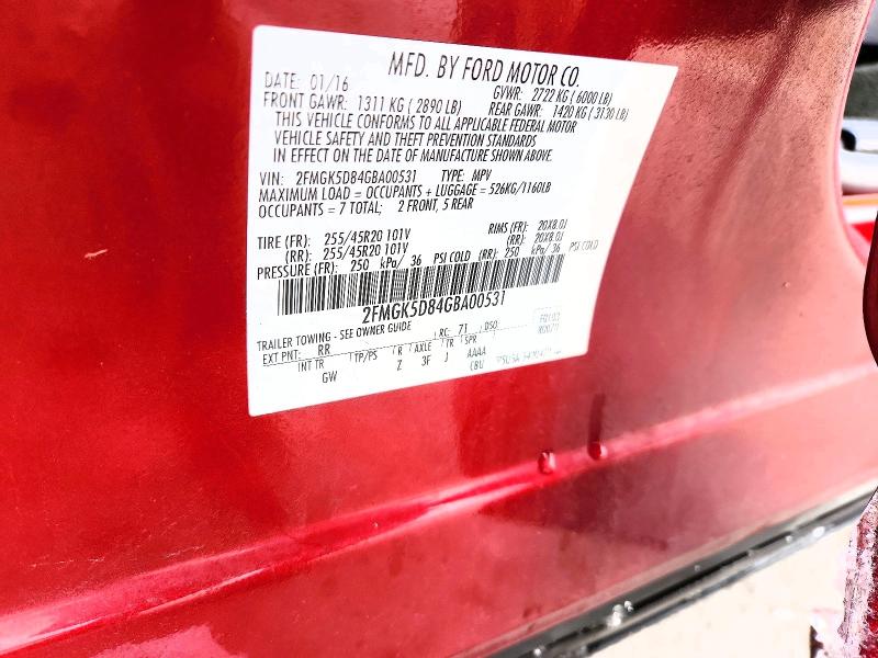 Photo 14 from auction – 2016 FORD FLEX LIMIT with VIN 2FMGK5D84GBA00531