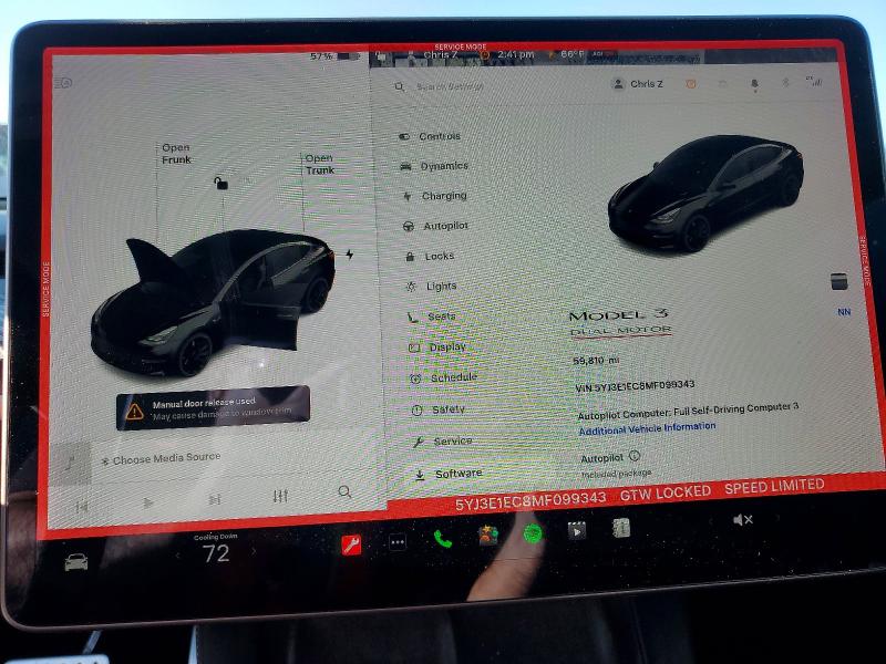 Photo 9 from auction – 2021 TESLA MODEL 3 with VIN 5YJ3E1EC8MF099343