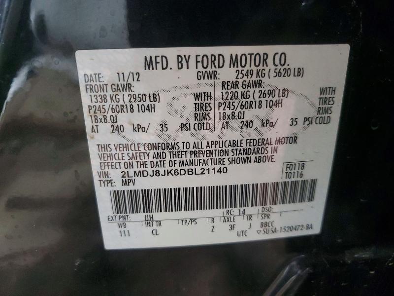 Photo 14 from auction – 2013 LINCOLN MKX with VIN 2LMDJ8JK6DBL21140