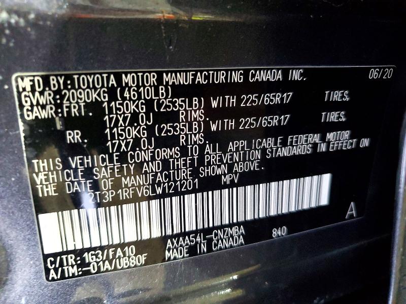 Photo 14 from auction – 2020 TOYOTA RAV4 XLE with VIN 2T3P1RFV6LW121201