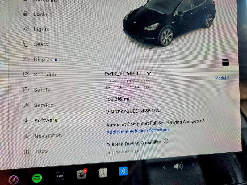 Photo 9 from auction – 2022 TESLA MODEL Y with VIN 7SAYGDEE1NF367723
