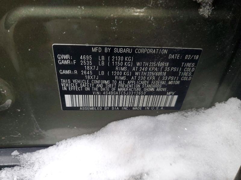 Photo 14 from auction – 2018 SUBARU OUTBACK with VIN 4S4BSATC5J3312650