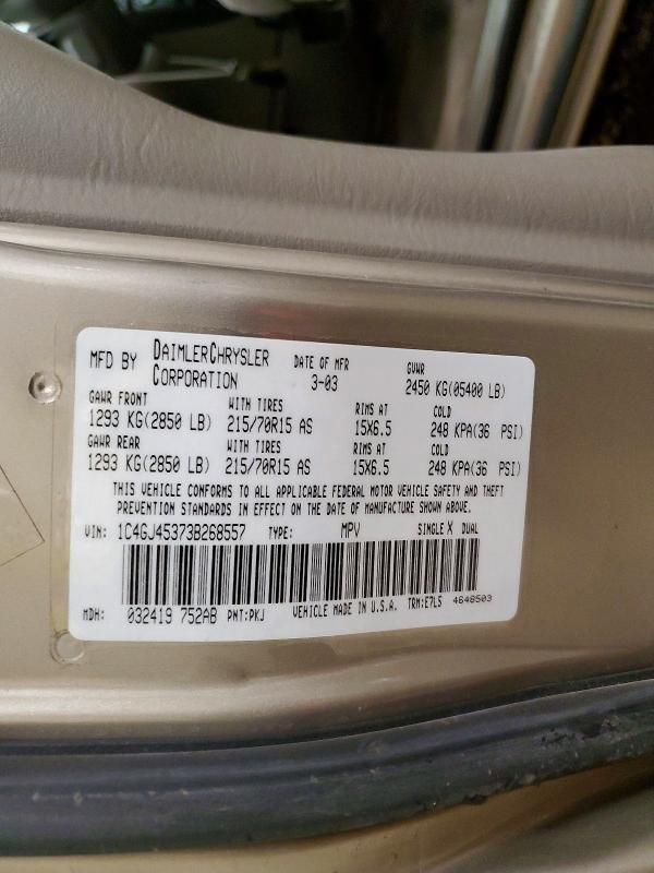 Photo 14 from auction – 2003 CHRYSLER VOYAGER LX with VIN 1C4GJ45373B268557