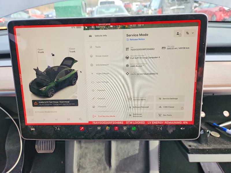 Photo 9 from auction – 2024 TESLA MODEL Y with VIN 7SAYGDED0RF204882