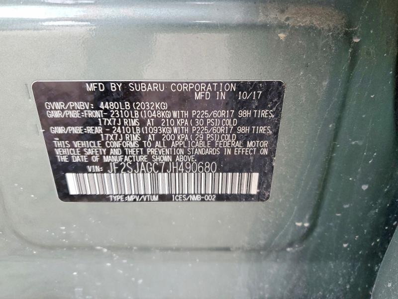 Photo 14 from auction – 2018 SUBARU FORESTER 2 with VIN JF2SJAGC7JH490680