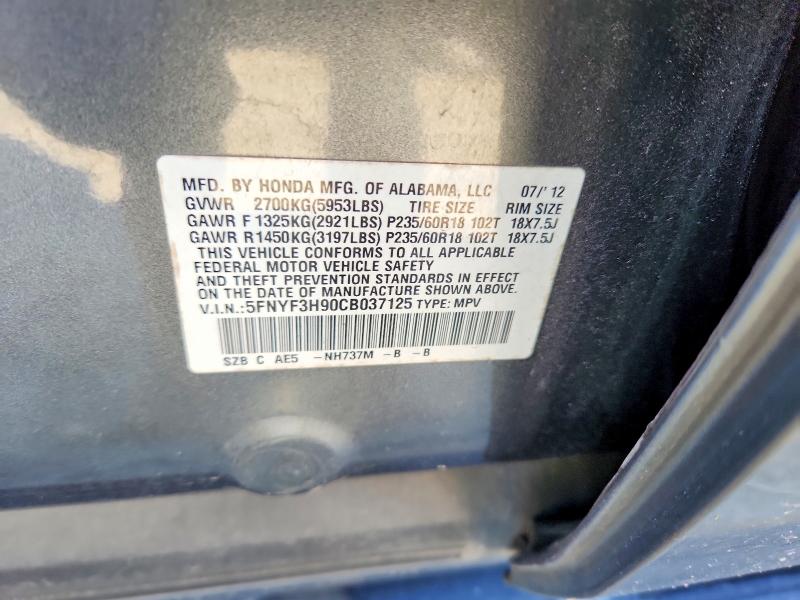 Photo 14 from auction – 2012 HONDA PILOT TOUR with VIN 5FNYF3H90CB037125