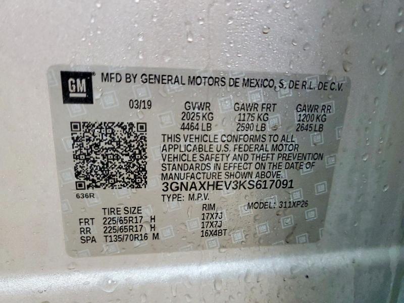 Photo 14 from auction – 2019 CHEVROLET EQUINOX with VIN 3GNAXHEV3KS617091
