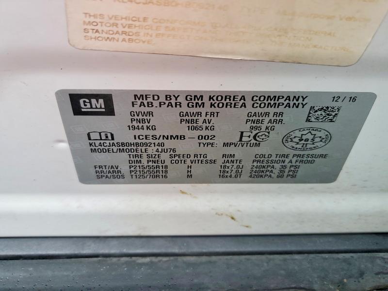 Photo 14 from auction – 2017 BUICK ENCORE PRE with VIN KL4CJASB0HB092140