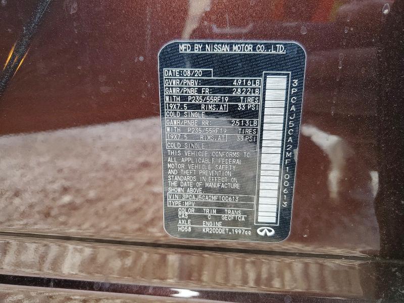 Photo 14 from auction – 2021 INFINITI QX50 with VIN 3PCAJ5CA2MF100613