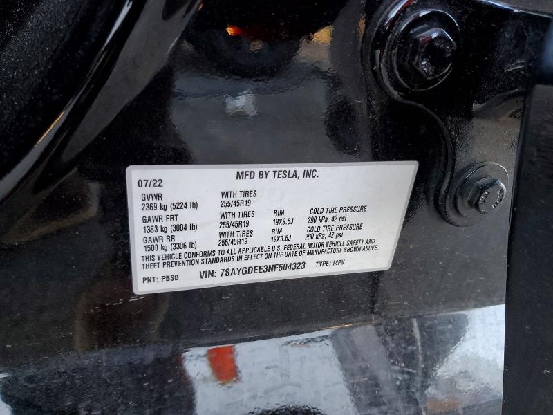 Photo 14 from auction – 2022 TESLA MODEL Y with VIN 7SAYGDEE3NF504323